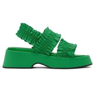 GANNI - Green Smock Platform Sandals - Size 11